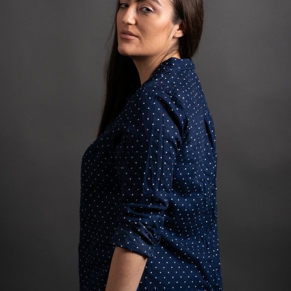 Navy Polka Dot Button Down by St. John's Bay - Picture 8 of 8